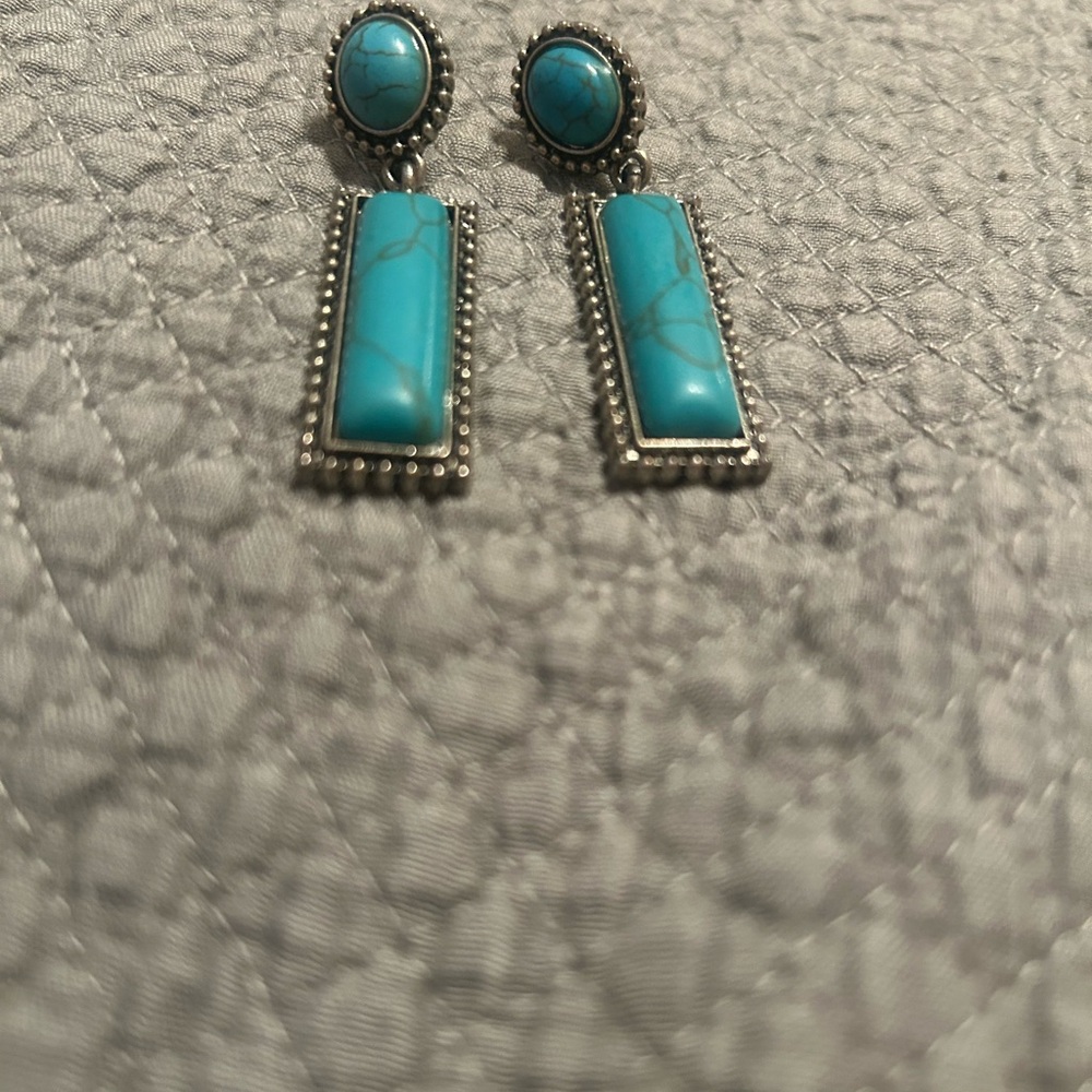 Turquoise and Silver Dangle Earrings